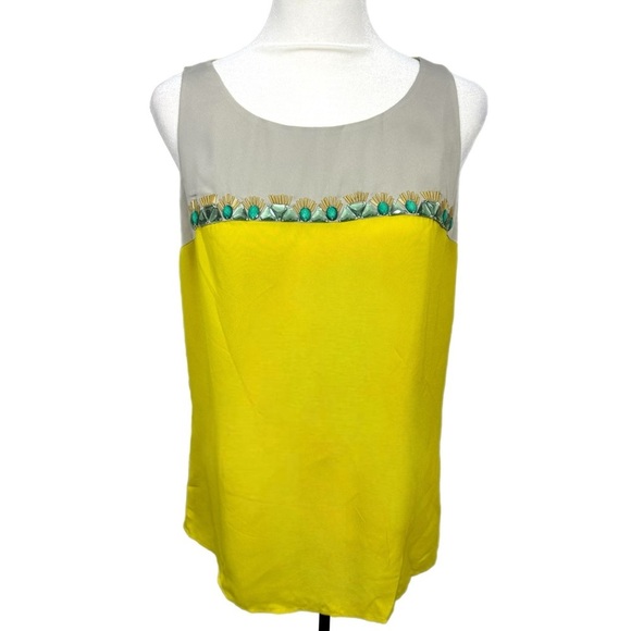The Limited Women's Sz S Sleeveless Embellished Gem Blouse Tank Top Yellow 4/6 - Picture 2 of 11